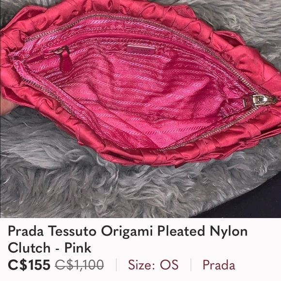 Prada Tessuto Origami Pleated Nylon Clutch - Pink - Picture 7 of 7